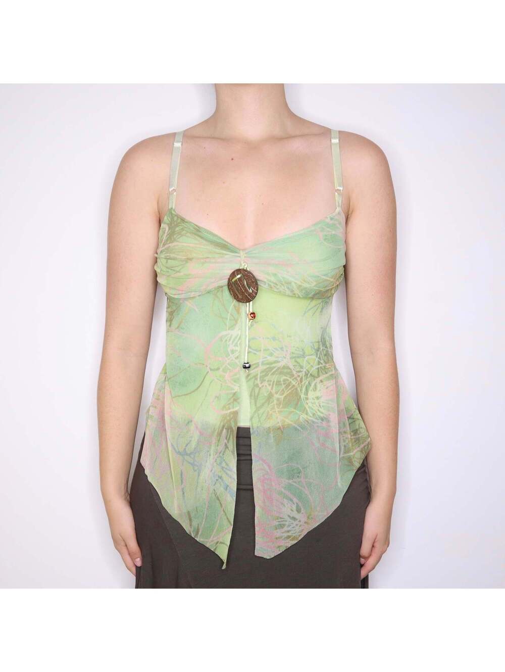 Y2K Italian Green Mesh Boho Fairy Top (S)